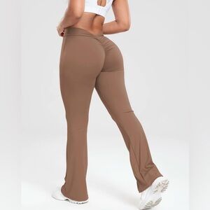 Women's High Waist Ruched Flare Pants